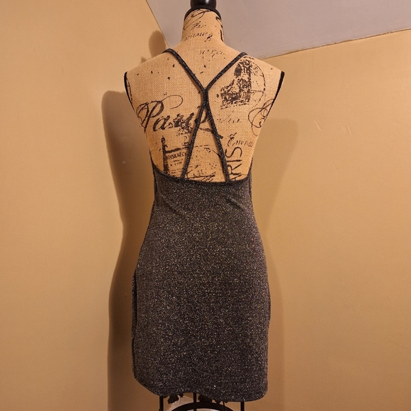 ⭐️3/$20 Sparkling Silver Zara Mini Stretch Dress Sz Med - Picture 5 of 9